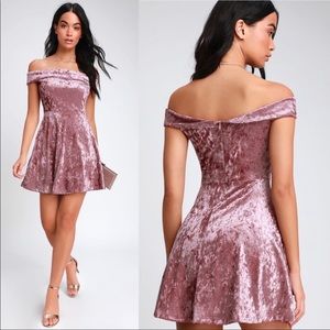 LULUS mauve pink off the shoulder skater dress- SMALL